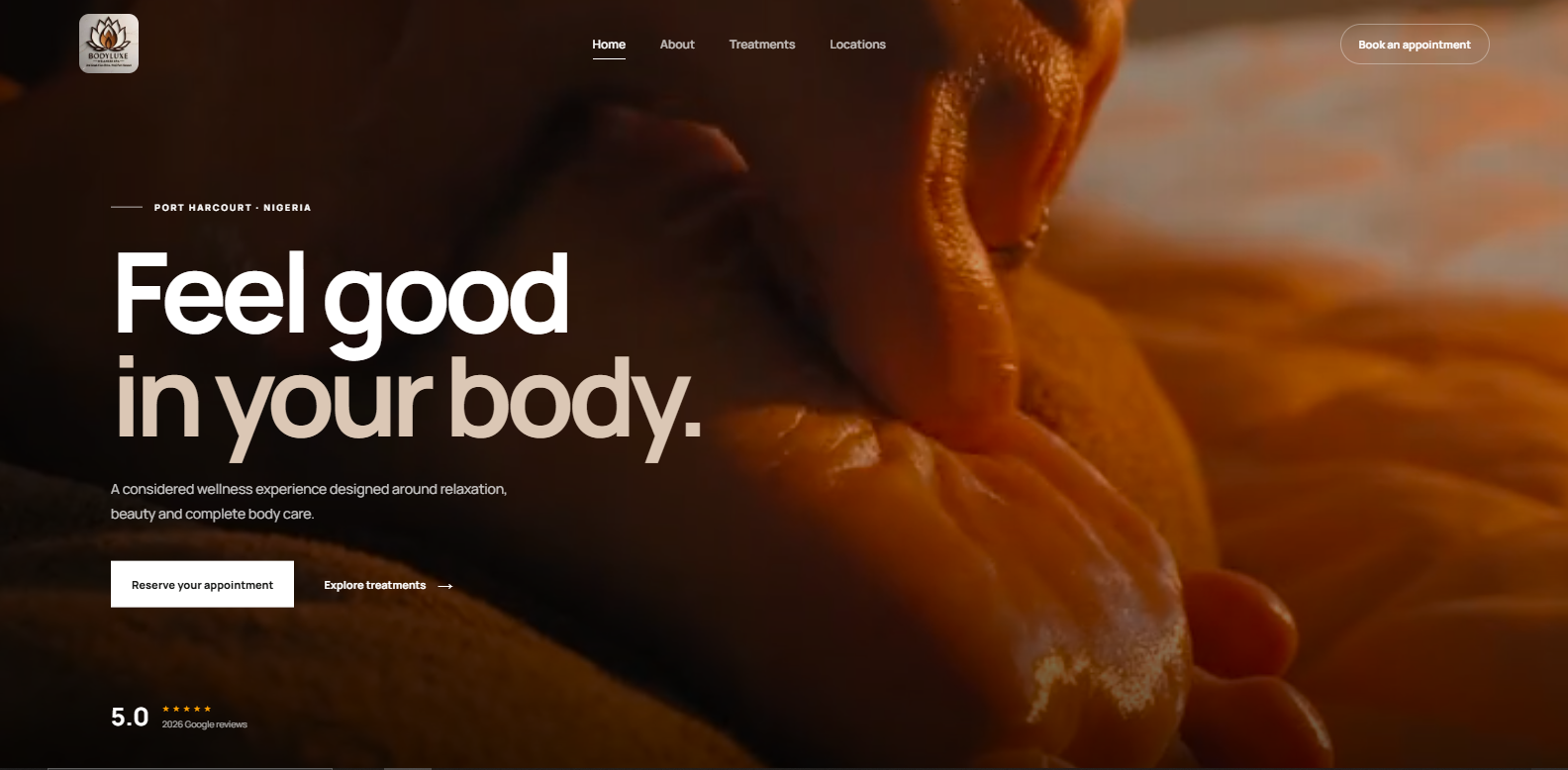 Bodyluxe Wellness Spa website